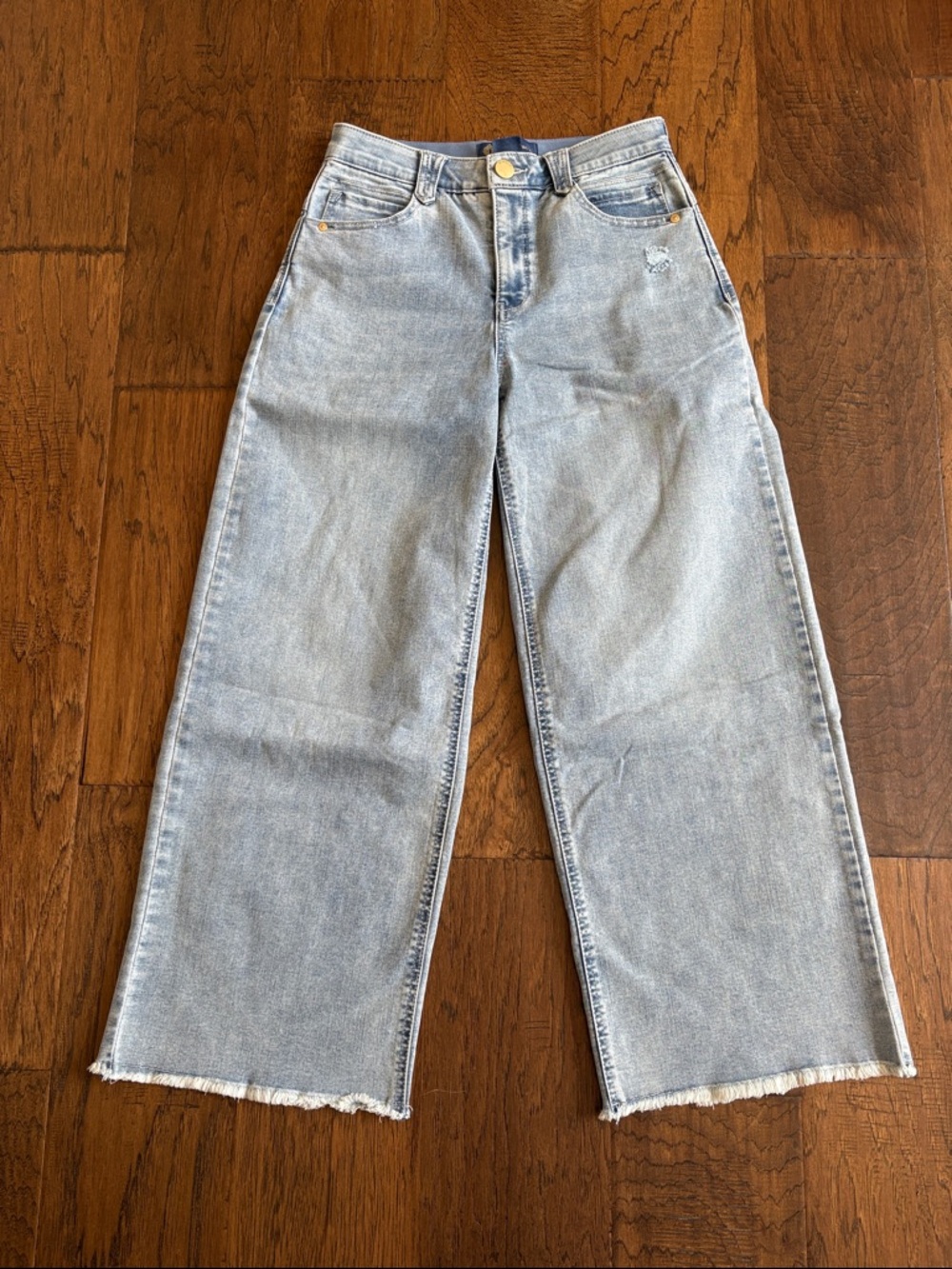Democracy Light Wash Wide-Leg Jeans with Raw Hem